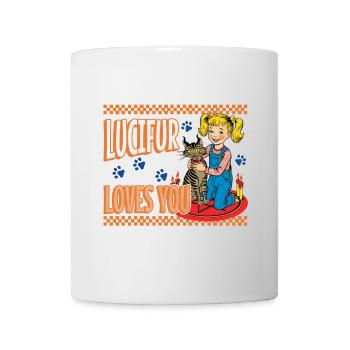 Lucifur vous aime amis les chats - Mug blanc - blanc - Devant
