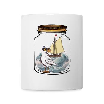 maritim Möwe Flaschenpost Möwen Segelschiff - Tasse - Weiß - Vorne