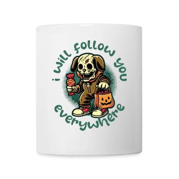 Effrayant Halloween squelette chien harceleur - Mug blanc - blanc - Devant