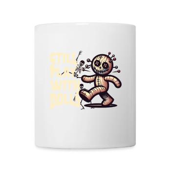 Toujours en train de jouer avec des poupées Poupée vaudou effrayante - Mug blanc - blanc - Devant