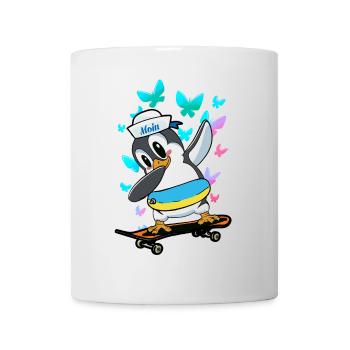 Pinguin Skater skaten Skateboard Kinder Kind - Tasse - Weiß - Vorne