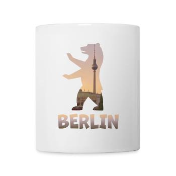 Berlin Bär gefüllt mit Skyline Fernsehturm - Tasse - Weiß - Vorne