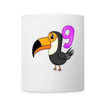 Motif 9ème Anniversaire Toucan Oiseau - 9 ans - Mug blanc - blanc - Devant