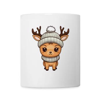 Reh Niedlich Comic Winter - Tasse - Weiß - Vorne