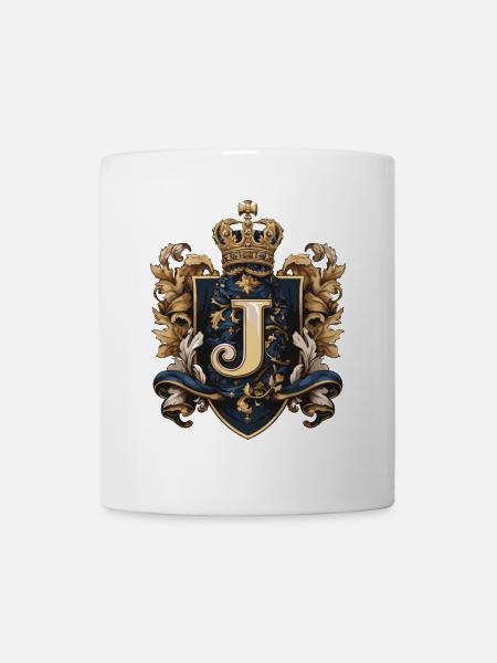 J Buchstabe Logo Krone - Tasse - Weiß