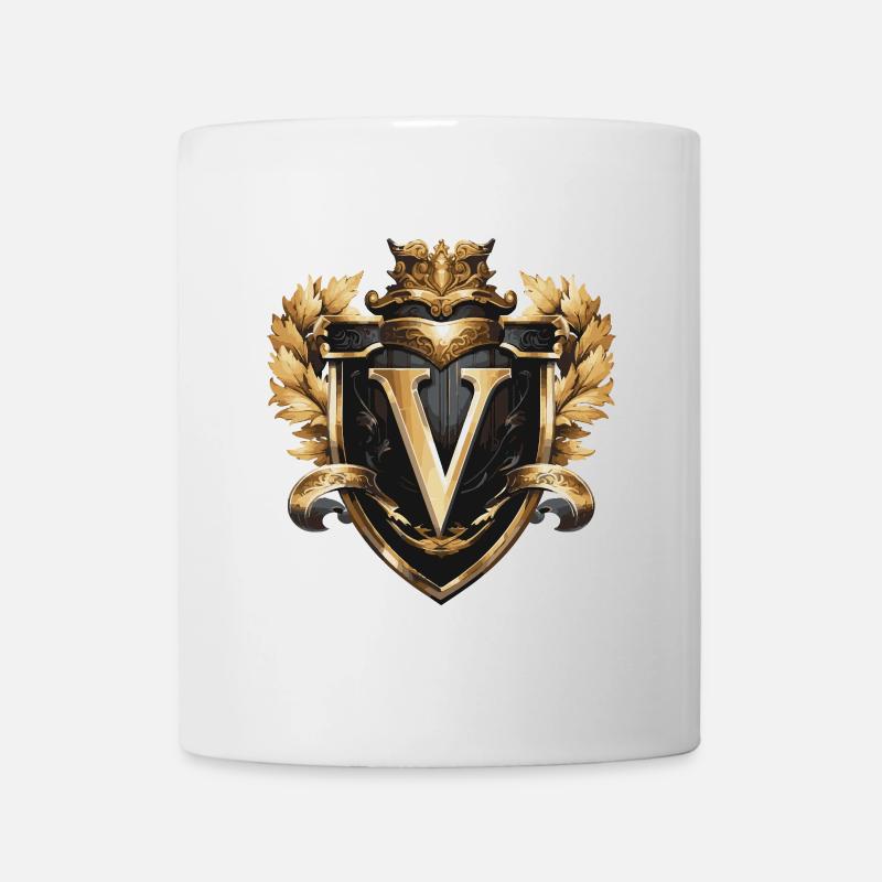 V Buchstabe Logo Krone - Tasse - Weiß