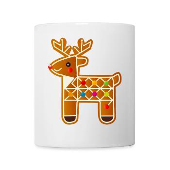 Rentier im Lebkuchen-Design für Weihnachten - Tasse - Weiß - Vorne
