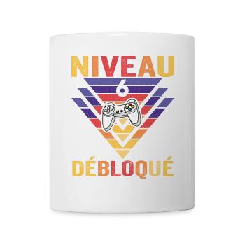 Level 6 Freigeschaltetes Geschenk 6 Jahre alter Gamer Geek Lustig - Tasse - Weiß - Vorne