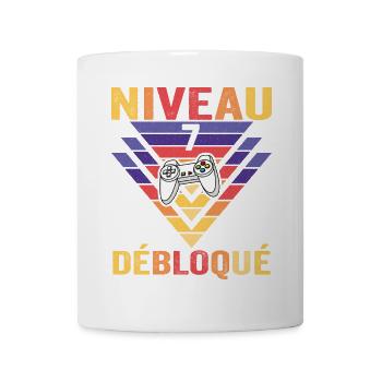 Level 7 Freigeschaltetes Geschenk 7 Jahre alter Gamer Geek Lustig - Tasse - Weiß - Vorne