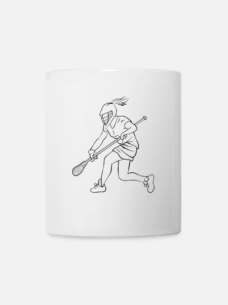 Lacrossespielerin Zeichnung - Tasse - Weiß