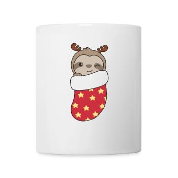 Mignons paresseux en chaussette de Noël pour Noël - Mug blanc - blanc - Devant