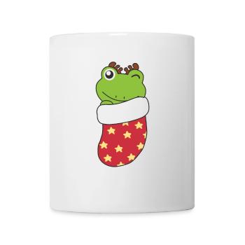 Grenouilles mignonnes en chaussette de Noël pour Noël - Mug blanc - blanc - Devant