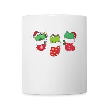 Grenouilles mignonnes en chaussette de Noël pour Noël - Mug blanc - blanc - Devant