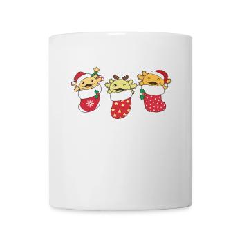 Süße Axolotls in Weihnachtssocke zu Weihnachten - Tasse - Weiß - Vorne