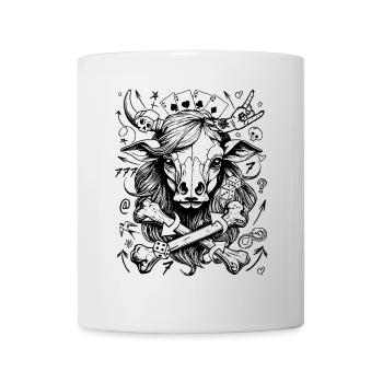Stylisches Casino Comic-Kuh T-Shirt im Streetstyle - Tasse - Weiß - Vorne