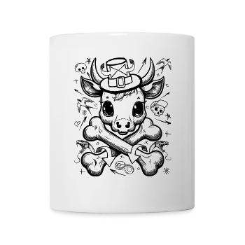 T-shirt de style crâne de vache bande dessinée rebelle - Mug blanc - blanc - Devant