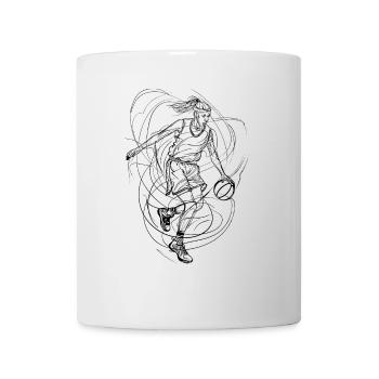 Basketball Mädchen Linienzeichnung - Tasse - Weiß - Vorne