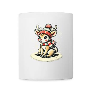 Renne mignon avec écharpe de Noël - Mug blanc - blanc - Devant