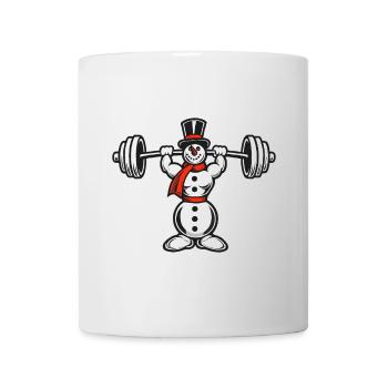 Kraftvoller Schneemann Weihnachten Fitness - Tasse - Weiß - Vorne
