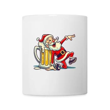 Fröhlicher Weihnachtsmann Mit Bierkrug - Tasse - Weiß - Vorne