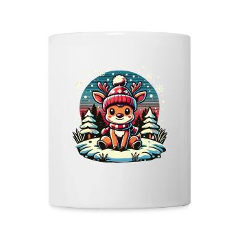 Cute Reindeer in the Snow Christmas - Mug - white - Front