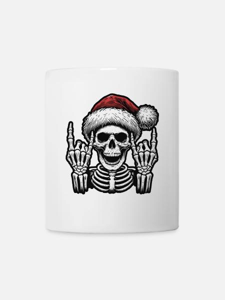 Weihnachtlicher Totenkopf Rockt Den Winter - Tasse - Weiß