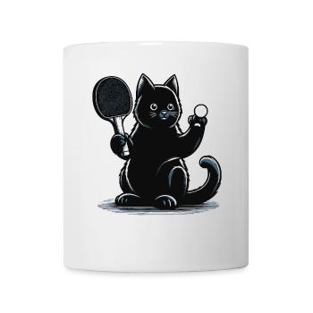 Tennis de table chat ping-pong chat noir Tenue de papa - Mug blanc - blanc - Devant