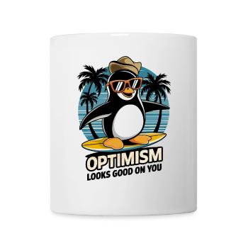 Optimismus Steht Dir Gut Surfen Pinguin - Tasse - Weiß - Vorne