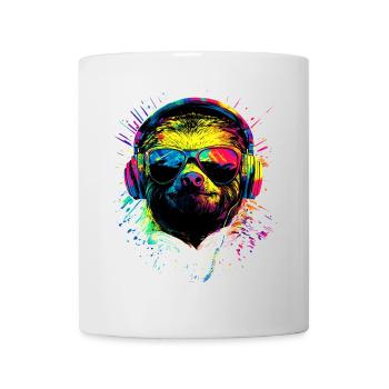 Faultier Bunte Farben Pop Art Faulpelz Faultiere - Tasse - Weiß - Vorne