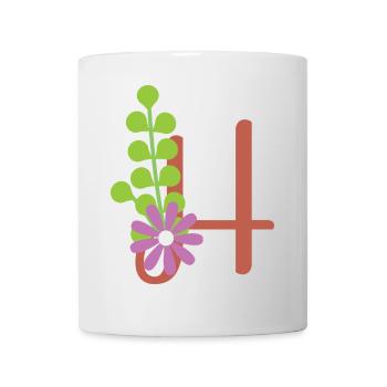Eleganter Buchstabe 'H' mit Blumen - Tasse - Weiß - Vorne
