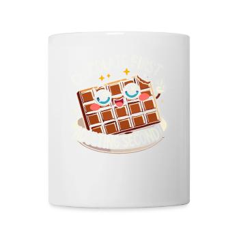 Erstens Schokolade, zweitens Erwachsenwerden - Tasse - Weiß - Vorne