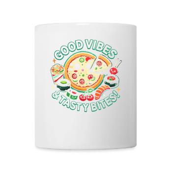 Gute Laune und leckere Häppchen - Tasse - Weiß - Vorne