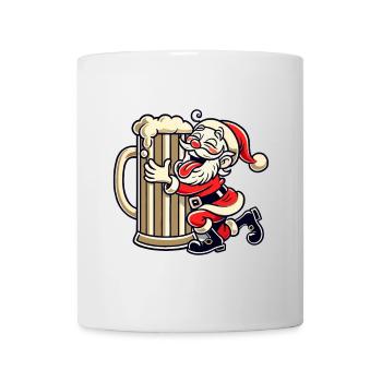 Santa Claus hugging giant beer glass - Mug - white - Front