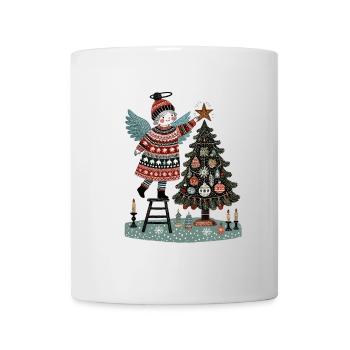 Skandinavischer Weihnachtsengel Mit Weihnachtsbaum - Tasse - Weiß - Vorne