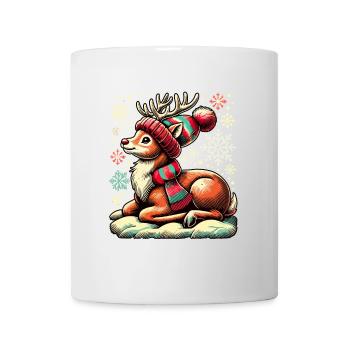 Renne de Noël vintage mignon mignon faon - Mug blanc - blanc - Devant