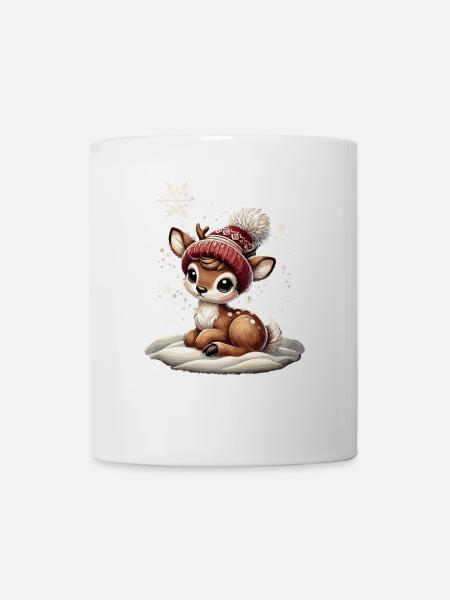 Renne de Noël vintage mignon mignon faon - Mug blanc - blanc