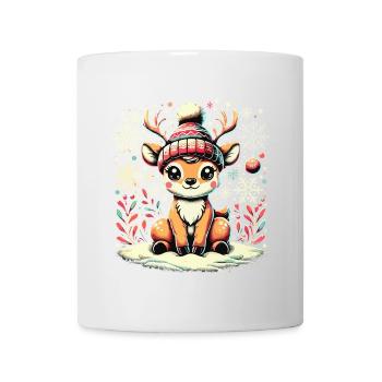 Renne de Noël vintage mignon mignon faon - Mug blanc - blanc - Devant