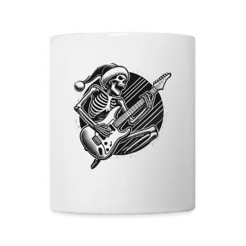 Christmas Skirt Santa Skeleton with Guitar - Mug - white - Front
