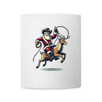Rodéo du Père Noël cow-boy sur renne - Mug blanc - blanc - Devant