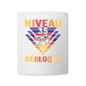 Level 35 Freigeschaltetes Geschenk 35 Jahre Gamer Geek Lustig - Tasse - Weiß - Vorne