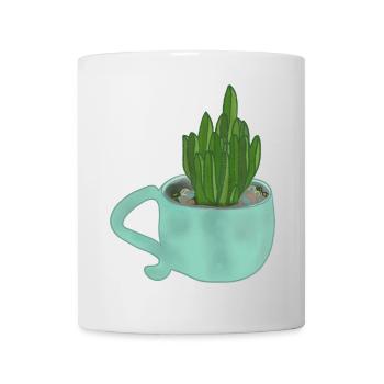 Une tasse avec une plante succulente - Mug blanc - blanc - Devant