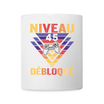 Niveau 45 Débloqué Cadeau 45 Ans Gamer Geek Drôle - Mug blanc - blanc - Devant