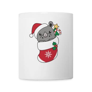 Rhinocéros Noël Neige Hiver Animaux Rhinocéros - Mug blanc - blanc - Devant