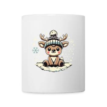 Bezauberndes Vintage Design Mit Rentier Und Schnee - Tasse - Weiß - Vorne