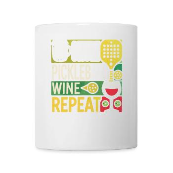 Kaffee Pickleball Wein Wiederholung - Tasse - Weiß - Vorne