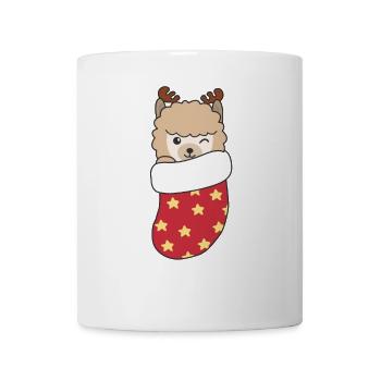 De jolis alpagas en chaussettes de Noël - Mug blanc - blanc - Devant