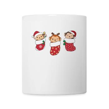 Cute monkey in Christmas sock for Christmas monkey - Mug - white - Front