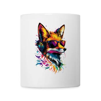 Fuchs DJ Kopfhörer Bunt Regenbogen Musik Füchse - Tasse - Weiß - Vorne