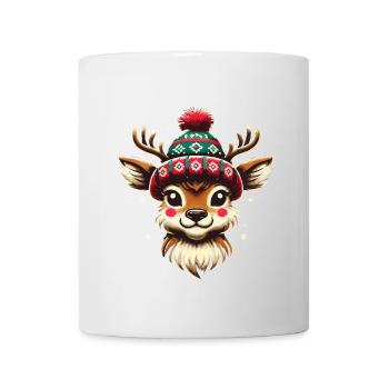 Vintage Weihnachten Rentier Design - Tasse - Weiß - Vorne