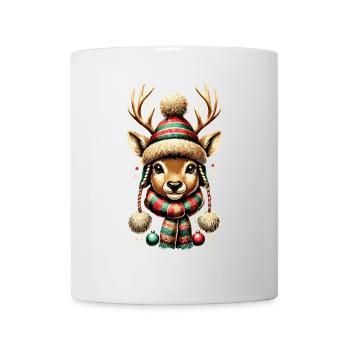 Niedliches Rentier Mit Mütze Weihnachten Vintage - Tasse - Weiß - Vorne